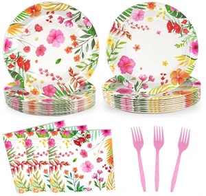 Tropical 9'' Paper Plate Set, Hawaiian Luau Party Decorations, 24 Set | Leak-Resistant summer party plates with napkins and forks for aloha, tropical, luau, BBQs, birthday party supplies Tropical 9'' Paper Plate Set, Hawaiian Luau Party Decorations, 24 Set | Leak-Resistant summer party plates with napkins and forks for aloha, tropical, luau, BBQs, birthday party supplies