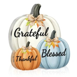 Fall Decor Thanksgiving Tabletop Pumpkin Sign, Grateful Thankful Blessed | Farmhouse autumn tabletop centerpiece, acrylic harvest home decor, cute fall mantel ornament, Thanksgiving accent. Fall Decor Thanksgiving Tabletop Pumpkin Sign, Grateful Thankful Blessed | Farmhouse autumn tabletop centerpiece, acrylic harvest home decor, cute fall mantel ornament, Thanksgiving accent.