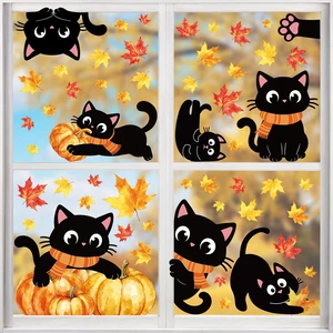 6 Sheets Fall Window Clings Decorations, Black Cat Window Decals for Glass Windows, Pumpkin Maple Leaf Windows Stickers for Fall Autumn Home Office Thanksgiving Party Decor 6 Sheets Fall Window Clings Decorations, Black Cat Window Decals for Glass Windows, Pumpkin Maple Leaf Windows Stickers for Fall Autumn Home Office Thanksgiving Party Decor