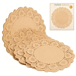 60 Pack 12 Inch Round Brown Paper Doilies, Disposable Table Mats | Rustic Scallop Paper Doilies Place Mats for Cake Serving, Food Display, Wedding Party Table Setting Decor 60 Pack 12 Inch Round Brown Paper Doilies, Disposable Table Mats | Rustic Scallop Paper Doilies Place Mats for Cake Serving, Food Display, Wedding Party Table Setting Decor