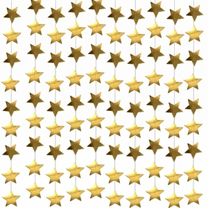131 Feet Gold Star Garland, 10 Strands Glitter Paper Star String, 2.4 Inch Hanging Star Decorations for Christmas Tree, Birthday Party, Wedding, Ceiling Decor, Gold Paper Stars for Party Decor 131 Feet Gold Star Garland, 10 Strands Glitter Paper Star String, 2.4 Inch Hanging Star Decorations for Christmas Tree, Birthday Party, Wedding, Ceiling Decor, Gold Paper Stars for Party Decor
