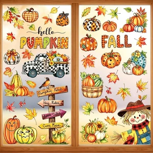 Fall Window Clings Maple Leaves Pumpkins Scarecrow Truck Autumn Harvest, 9 Sheets Thanksgiving Window Clings for Glass Windo Fall Decor Indoor Windo Decals Fall Window Clings Maple Leaves Pumpkins Scarecrow Truck Autumn Harvest, 9 Sheets Thanksgiving Window Clings for Glass Windo Fall Decor Indoor Windo Decals