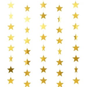 12 PCS Gold Star Garland Banner,156 FT Double Side Hanging Star Decorations | Paper Glitter Gold Star Garland Backdrop for Party Birthday Wedding Graduation and Classroom Decor 12 PCS Gold Star Garland Banner,156 FT Double Side Hanging Star Decorations | Paper Glitter Gold Star Garland Backdrop for Party Birthday Wedding Graduation and Classroom Decor