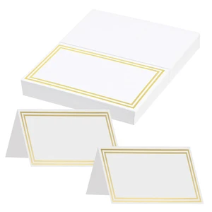 50 Pcs Place Cards, 2"x3.5" Double Gold Foil Border Tent Cards 50 Pcs Place Cards, 2"x3.5" Double Gold Foil Border Tent Cards