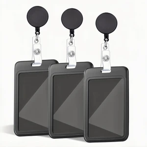 3 Set Black Vertical Badge Holders | Plastic Card Protective Case with Telescopic ID Holder, Suitable for Access Control Cards, Work Cards, Teachers, Students. 3 Set Black Vertical Badge Holders | Plastic Card Protective Case with Telescopic ID Holder, Suitable for Access Control Cards, Work Cards, Teachers, Students.