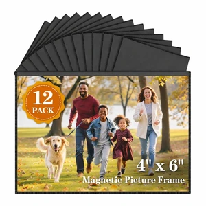 12 Pack Magnetic Picture Frames for Refrigerator,4x6 Inch,Black | Magnetic Photo Frames Reusable,Photo Magnets For Refrigerator,Wall,Cabinet,Locker Decor 12 Pack Magnetic Picture Frames for Refrigerator,4x6 Inch,Black | Magnetic Photo Frames Reusable,Photo Magnets For Refrigerator,Wall,Cabinet,Locker Decor
