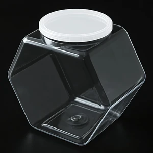 Plastic Candy Jar,72oz Clear Cookies Jars with Lids Hexagon Dry Food Container for Kitchen,Candies,Cookies,Dog Treats,Laundry Pods,Coffee Pods Plastic Candy Jar,72oz Clear Cookies Jars with Lids Hexagon Dry Food Container for Kitchen,Candies,Cookies,Dog Treats,Laundry Pods,Coffee Pods