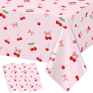 3Pcs Cherry Birthday Tablecloths Decorations, Pink Cherry and Bow Tablecloths, Disposable Plastic Rectangle Table Covers for Cherry Party Decorations, Baby Shower, Girls Birthday Party 54 x 108 Inch 3Pcs Cherry Birthday Tablecloths Decorations, Pink Cherry and Bow Tablecloths, Disposable Plastic Rectangle Table Covers for Cherry Party Decorations, Baby Shower, Girls Birthday Party 54 x 108 Inch