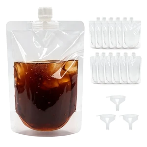 12 PCS Plastic Flasks, Concealable and Reusable Drink Pouches with Funnels for Travel (8OZ - 6PCS + 16OZ - 6PCS + 3 Funnels) 12 PCS Plastic Flasks, Concealable and Reusable Drink Pouches with Funnels for Travel (8OZ - 6PCS + 16OZ - 6PCS + 3 Funnels)