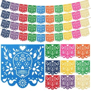 Dia De Los Muertos Decorations 4 Pcs Felt Colorful Papel Picado 40 Feet | Mexican Party Hanging Banner Day of the Dead Altar Ofrenda Decoration for Mexicano para fiesta Halloween Decor Dia De Los Muertos Decorations 4 Pcs Felt Colorful Papel Picado 40 Feet | Mexican Party Hanging Banner Day of the Dead Altar Ofrenda Decoration for Mexicano para fiesta Halloween Decor