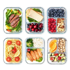 Glass Meal Prep Containers with Dividers, 1 & 2 & 3 Compartments 6 Pack | 6-Pack Divided Glass Food Storage Containers, Airtight Leakproof, BPA-Free, Microwave/Dishwasher/Freezer Safe, Stackable Glass Meal Prep Containers with Dividers, 1 & 2 & 3 Compartments 6 Pack | 6-Pack Divided Glass Food Storage Containers, Airtight Leakproof, BPA-Free, Microwave/Dishwasher/Freezer Safe, Stackable