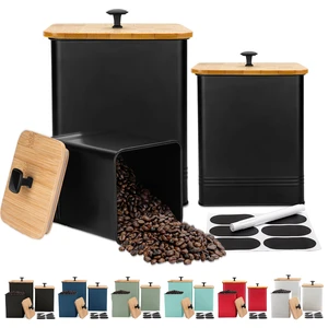 Kitchen Canisters Set of 3, Metal Flour Sugar Storage Containers with Airtight Lids-Canisters Sets for Kitchen with Customizable Chalkboard Labels & Marker Pen-Spice, Coffee Storage Jars(Black) Kitchen Canisters Set of 3, Metal Flour Sugar Storage Containers with Airtight Lids-Canisters Sets for Kitchen with Customizable Chalkboard Labels & Marker Pen-Spice, Coffee Storage Jars(Black)