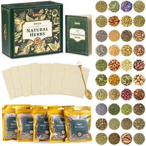 40 Pcs Dried Herbs and Flowers for Witchcraft, Candle & Soap Making | Premium Botanical Collection, Huge Variety, Beautiful Gift Box, Labeled Golden Bags, Bonus Parchment, Spoon & Guide 40 Pcs Dried Herbs and Flowers for Witchcraft, Candle & Soap Making | Premium Botanical Collection, Huge Variety, Beautiful Gift Box, Labeled Golden Bags, Bonus Parchment, Spoon & Guide