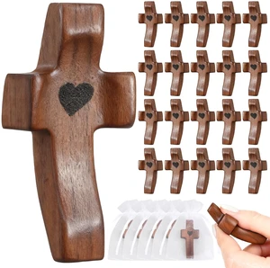 30Pcs Wooden Cross Fidget with Organza Bags Cross My Heart/ Encouragement Gift Handcrafted Walnut Pocket Cross Handheld Prayer Stress Relief Christian Faith Gifts Religious Easter Day Gifts (Brown 30Pcs Wooden Cross Fidget with Organza Bags Cross My Heart/ Encouragement Gift Handcrafted Walnut Pocket Cross Handheld Prayer Stress Relief Christian Faith Gifts Religious Easter Day Gifts (Brown