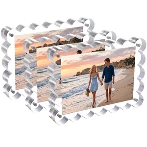 3Pack 4x6 Inch Scalloped Acrylic Picture Magnetic Frames | Double Sided Dsplay 10mm+10mm Thick Clear Block Holds Two Photos For Desk Tabletop Home Office Decor 3Pack 4x6 Inch Scalloped Acrylic Picture Magnetic Frames | Double Sided Dsplay 10mm+10mm Thick Clear Block Holds Two Photos For Desk Tabletop Home Office Decor