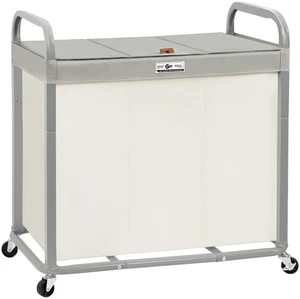 Laundry Hamper 3 Section with Lid Rolling Laundry Basket | 230L Laundry Sorter Cart 3 Compartment Clothes Hamper on Wheels Metal Handle Oxford Removable Bag Laundry Room Bedroom Beige Laundry Hamper 3 Section with Lid Rolling Laundry Basket | 230L Laundry Sorter Cart 3 Compartment Clothes Hamper on Wheels Metal Handle Oxford Removable Bag Laundry Room Bedroom Beige