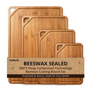Bamboo Cutting Board Set with Beeswax Coating for Kitchen(S+M+L+XL) | Deep-Carbonized Chopping Board with Juice Grooves, Non-toxic, Lightweight, Reversible, Meal Prep & Serving Bamboo Cutting Board Set with Beeswax Coating for Kitchen(S+M+L+XL) | Deep-Carbonized Chopping Board with Juice Grooves, Non-toxic, Lightweight, Reversible, Meal Prep & Serving
