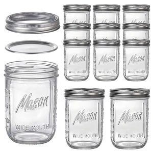 12 Pack 16 oz Mason Jars with Lids, Wide Mouth Glass Canning Jars, Airtight Leak-Proof Storage Jars for Food, Pickling, Fermenting 12 Pack 16 oz Mason Jars with Lids, Wide Mouth Glass Canning Jars, Airtight Leak-Proof Storage Jars for Food, Pickling, Fermenting