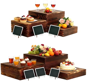 6 Pack Buffet Risers and Stands, Dessert Table Display Set with Mini Signs | Natural wood, Nesting design, Versatile display sizes, Great for Buffets, Parties, Weddings, Coffee shops, Bakeries 6 Pack Buffet Risers and Stands, Dessert Table Display Set with Mini Signs | Natural wood, Nesting design, Versatile display sizes, Great for Buffets, Parties, Weddings, Coffee shops, Bakeries