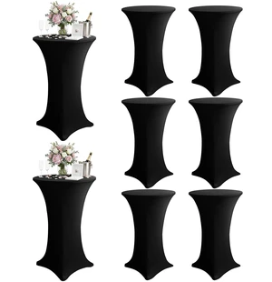 Spandex Cocktail Table Covers, 32x43 Inch, Black, 8 Pack | Stretchy Highboy Cocktail Fitted Tablecloths Round, for Wedding Banquet Party Event High Top Tables Decorations Spandex Cocktail Table Covers, 32x43 Inch, Black, 8 Pack | Stretchy Highboy Cocktail Fitted Tablecloths Round, for Wedding Banquet Party Event High Top Tables Decorations