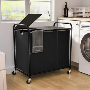 180L Laundry Sorter 3 Section, Rolling Laundry Basket with Wheels and Lid | 47.55 Gal Laundry Hamper, 3 Separated Removable Bags, Lockable Wheels, Dirty Clothes Hamper for Laundry Room Organizer Black 180L Laundry Sorter 3 Section, Rolling Laundry Basket with Wheels and Lid | 47.55 Gal Laundry Hamper, 3 Separated Removable Bags, Lockable Wheels, Dirty Clothes Hamper for Laundry Room Organizer Black