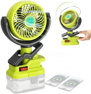 Portable Clip Fan for Ryobi 18V Battery(Battery Not Included), Battery Powered Fan with Dual USB Charging, Cordless Fan with Adjustable Head for Home, Outdoor,Camping and Job Site,Gifts for Men Dad Portable Clip Fan for Ryobi 18V Battery(Battery Not Included), Battery Powered Fan with Dual USB Charging, Cordless Fan with Adjustable Head for Home, Outdoor,Camping and Job Site,Gifts for Men Dad
