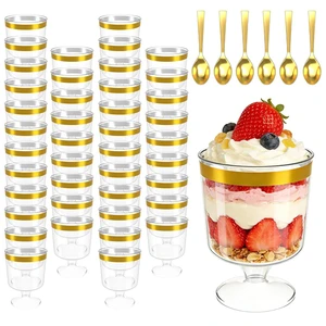 120Pcs Dessert Cups with Golden Spoon,5Oz Clear Plastic Parfait Cups,Mini Appetizer Cups Disposable Shooter Cups for Pudding Ice Cream Mousse Cake Birthday Party Events Supplies 120Pcs Dessert Cups with Golden Spoon,5Oz Clear Plastic Parfait Cups,Mini Appetizer Cups Disposable Shooter Cups for Pudding Ice Cream Mousse Cake Birthday Party Events Supplies