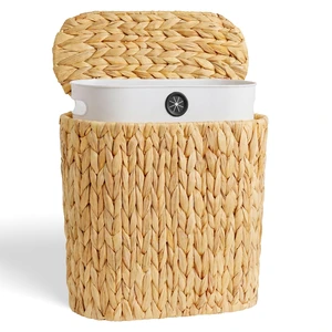 3 Gallon Wicker Trash Can, Bathroom Trash Can with Lid, Narrow Natural Water Hyacinth Waste Basket with Removable Liner, Boho Garbage Can for Bedroom, Office, Small Spaces Living Room, Toilet 3 Gallon Wicker Trash Can, Bathroom Trash Can with Lid, Narrow Natural Water Hyacinth Waste Basket with Removable Liner, Boho Garbage Can for Bedroom, Office, Small Spaces Living Room, Toilet