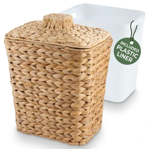 3 Gallon Wicker Trash Can with Lid and Liner - Rattan Trash Can for Bathroom - Decorative Wicker Waste Basket for Bedroom, Kitchen and Office (Natural Hyacinth) 3 Gallon Wicker Trash Can with Lid and Liner - Rattan Trash Can for Bathroom - Decorative Wicker Waste Basket for Bedroom, Kitchen and Office (Natural Hyacinth)