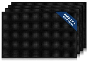 Premium Rubber Bar Mats 18"x12" 4 Pack - Non-Slip Drying Mats Premium Rubber Bar Mats 18"x12" 4 Pack - Non-Slip Drying Mats