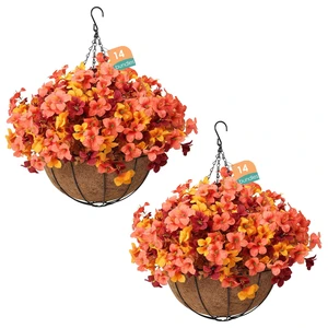 2 Pack Artficial Hanging Baskets with 28 Pcs Fake Fall Flowers, Artficial Hanging Flowers Outdoor Autumn Fall Decor for Home Front Porch Patio Balcony Yard, Mixed Colors 2 Pack Artficial Hanging Baskets with 28 Pcs Fake Fall Flowers, Artficial Hanging Flowers Outdoor Autumn Fall Decor for Home Front Porch Patio Balcony Yard, Mixed Colors