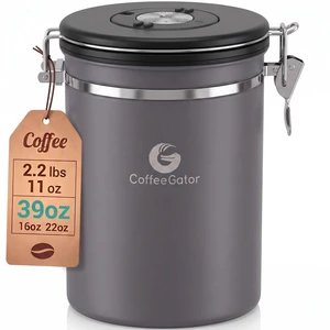 Coffee Canister, 39oz Large Airtight Stainless Steel Container | w/ Date Tracker Scoop, Kitchen Food Storage Jars for Beans Ground, Espresso, Rice,Tea, Sugar,Cookie, Bar Accessories,Gifts Coffee Canister, 39oz Large Airtight Stainless Steel Container | w/ Date Tracker Scoop, Kitchen Food Storage Jars for Beans Ground, Espresso, Rice,Tea, Sugar,Cookie, Bar Accessories,Gifts