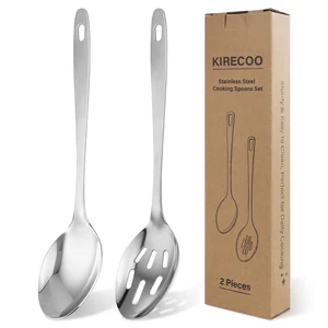 2PCS Stainless Steel Serving Spoons Set, Solid & Slotted | Heavy Duty, For Soup Pasta Vegetables Mixing Stirring Draining, Essential Kitchen Utensils. 2PCS Stainless Steel Serving Spoons Set, Solid & Slotted | Heavy Duty, For Soup Pasta Vegetables Mixing Stirring Draining, Essential Kitchen Utensils.