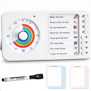 2-in-1 Visual Timer ADHD with Task Board, to-Do List, Checklist | Dry Erase Chore Chart and Visual Schedule for Kids ADHD, Rainbow Countdown Timer for Classroom, Home, Homeschool (White) 2-in-1 Visual Timer ADHD with Task Board, to-Do List, Checklist | Dry Erase Chore Chart and Visual Schedule for Kids ADHD, Rainbow Countdown Timer for Classroom, Home, Homeschool (White)