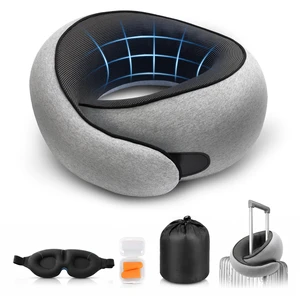 G-Shape Memory Foam Travel Pillow, Neck Pillow | 100% Pure Foam Ergonomic Support for Airplane Flights, Car Trips And Office Naps, Eye Mask and Ear Plugs, Medium Gray G-Shape Memory Foam Travel Pillow, Neck Pillow | 100% Pure Foam Ergonomic Support for Airplane Flights, Car Trips And Office Naps, Eye Mask and Ear Plugs, Medium Gray