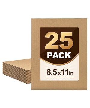 25 Pack Corrugated Cardboard Sheets, 8.5in x 11in | Thick Single Wall Flat Cardboard Paper Inserts for Shipping Mailing Packing DIY Craf 25 Pack Corrugated Cardboard Sheets, 8.5in x 11in | Thick Single Wall Flat Cardboard Paper Inserts for Shipping Mailing Packing DIY Craf