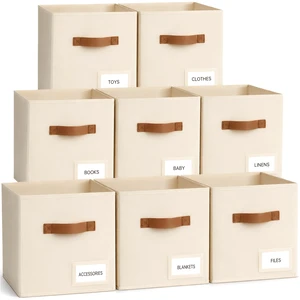 Storage Cubes 8 Pack, 11 Inch Fabric Storage Cubes Organizer Bins with Labels, Odor-Free & Sturdy PP Structure, Cubby Baskets for Closet, Shelves, Toys & Nursery (Beige) Storage Cubes 8 Pack, 11 Inch Fabric Storage Cubes Organizer Bins with Labels, Odor-Free & Sturdy PP Structure, Cubby Baskets for Closet, Shelves, Toys & Nursery (Beige)