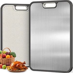 Titanium Cutting Board for Kitchen, Dual-Sided Pure Titanium Surface & Food-Safe PP Chopping Board, Non-Porous, Odor Resistant, Juice Groove, Grinder, Anti-Slip Edges, Easy Clean, 16 x 11 Inch Titanium Cutting Board for Kitchen, Dual-Sided Pure Titanium Surface & Food-Safe PP Chopping Board, Non-Porous, Odor Resistant, Juice Groove, Grinder, Anti-Slip Edges, Easy Clean, 16 x 11 Inch