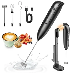 Electric Milk Frother: LED & 3 Heads 3 Speeds - Purple | Coffee Handheld Frother With 1800mAh 6-Hour Battery - Magnetic Wireless Charging Stand, 3-Speed For Latte - No Dead Battery Electric Milk Frother: LED & 3 Heads 3 Speeds - Purple | Coffee Handheld Frother With 1800mAh 6-Hour Battery - Magnetic Wireless Charging Stand, 3-Speed For Latte - No Dead Battery