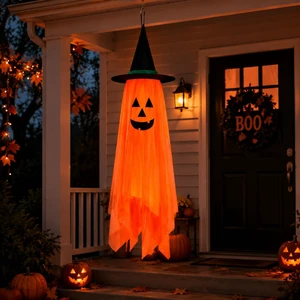 Halloween Decorations Ghost Hanging Ornaments: 39.4 Inch Foldable Cloth Witch Hat Ghost Decor With Lanyards - Reusable Hanging Halloween for Tree Porch Yard and Ceiling Wall Home Halloween Decorations Ghost Hanging Ornaments: 39.4 Inch Foldable Cloth Witch Hat Ghost Decor With Lanyards - Reusable Hanging Halloween for Tree Porch Yard and Ceiling Wall Home
