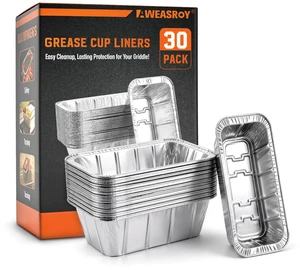 Grease Cup Liners Compatible with Blackstone Griddle(30 Pack) | Aluminum Foil Drip Pan for 17, 22, 28, 36 Inch Grease Cup Liners Compatible with Blackstone Griddle(30 Pack) | Aluminum Foil Drip Pan for 17, 22, 28, 36 Inch