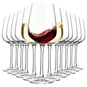 15oz Wine Glasses Set of 12, Thickened Stemmed Glasses for Red/White Wine, Heavy Base Clear Red Wine Glasses for Everyday, Wine Lovers, Parties, Gifts, Dishwasher Safe, 460ml, 12 Piece Set 15oz Wine Glasses Set of 12, Thickened Stemmed Glasses for Red/White Wine, Heavy Base Clear Red Wine Glasses for Everyday, Wine Lovers, Parties, Gifts, Dishwasher Safe, 460ml, 12 Piece Set