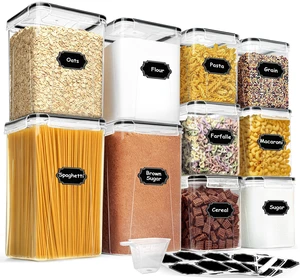 Flour Sugar Storage Containers, 10 Pack Large Airtight Food Storage Containers with Lids for Kitchen Pantry Organization and Storage, BPA Free Plastic Canisters Sets for Cereal, Rice and Baking Flour Sugar Storage Containers, 10 Pack Large Airtight Food Storage Containers with Lids for Kitchen Pantry Organization and Storage, BPA Free Plastic Canisters Sets for Cereal, Rice and Baking