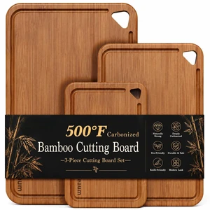Bamboo Cutting Board 3-Piece Wooden Bread Boards for kitchen | Deep-Carbonized Bamboo Set with Deep-Carbonized Finish & Non-Slip Edges, Size for Meat/Veggie,Cutting Board with Hanging Hole Bamboo Cutting Board 3-Piece Wooden Bread Boards for kitchen | Deep-Carbonized Bamboo Set with Deep-Carbonized Finish & Non-Slip Edges, Size for Meat/Veggie,Cutting Board with Hanging Hole