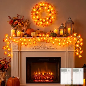 2 Pack Fall Garland with Lights Total 20Ft 40LED Fall Decor | Maple Leaves Battery Operated, Halloween Fall Decorations for Home Autumn String lights Indoor Thanksgiving Decorations 2 Pack Fall Garland with Lights Total 20Ft 40LED Fall Decor | Maple Leaves Battery Operated, Halloween Fall Decorations for Home Autumn String lights Indoor Thanksgiving Decorations