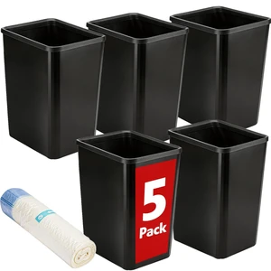 5 Pack Small Trash Can, Plastic Wastebaskets, 3.5 Gallon Small Garbage Can for Bathroom, Bedroom, Kitchen, Offices, Black 5 Pack Small Trash Can, Plastic Wastebaskets, 3.5 Gallon Small Garbage Can for Bathroom, Bedroom, Kitchen, Offices, Black