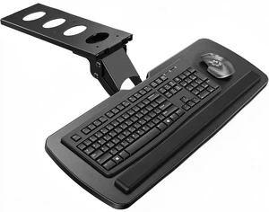 Under Desk Keyboard Tray, 360 Degree Adjustable Mouse Platform | 25 x 9.84 inch tray, wrist rest, 6.3 inch height adjustment, slide-out design, tilt and swivel for typing comfort Under Desk Keyboard Tray, 360 Degree Adjustable Mouse Platform | 25 x 9.84 inch tray, wrist rest, 6.3 inch height adjustment, slide-out design, tilt and swivel for typing comfort