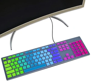 Colorful Keyboard Cover for Dell KM636 Wireless Keyboard & Dell KB216 Wired/Dell Optiplex 5250 3050 3240 5460 7450 7050/Dell Inspiron AIO 3475/3670/3477 All-in One Desktop Keyboard Skin, Rainbow Colorful Keyboard Cover for Dell KM636 Wireless Keyboard & Dell KB216 Wired/Dell Optiplex 5250 3050 3240 5460 7450 7050/Dell Inspiron AIO 3475/3670/3477 All-in One Desktop Keyboard Skin, Rainbow