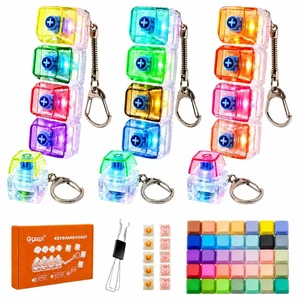 LED Keyboard Fidget Toy 6 Pack, Clicky/Creamy/Silent, 50 Keycaps | keycap & switch color customization| keyboard clicker fidget| portable keychain design| gift ready| adult stress relief LED Keyboard Fidget Toy 6 Pack, Clicky/Creamy/Silent, 50 Keycaps | keycap & switch color customization| keyboard clicker fidget| portable keychain design| gift ready| adult stress relief