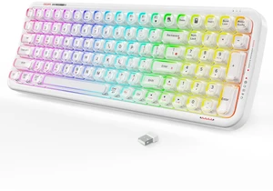 White Crystal Lighted Keyboard Wireless,Light Up Jelly Transparent Keycaps | Bluetooth,2.4GHz&Wired Connection,Rechargeable Battery, Clear RGB Led Backlit Keycaps,Multi-Device Switch,for PC Mac Tablet White Crystal Lighted Keyboard Wireless,Light Up Jelly Transparent Keycaps | Bluetooth,2.4GHz&Wired Connection,Rechargeable Battery, Clear RGB Led Backlit Keycaps,Multi-Device Switch,for PC Mac Tablet